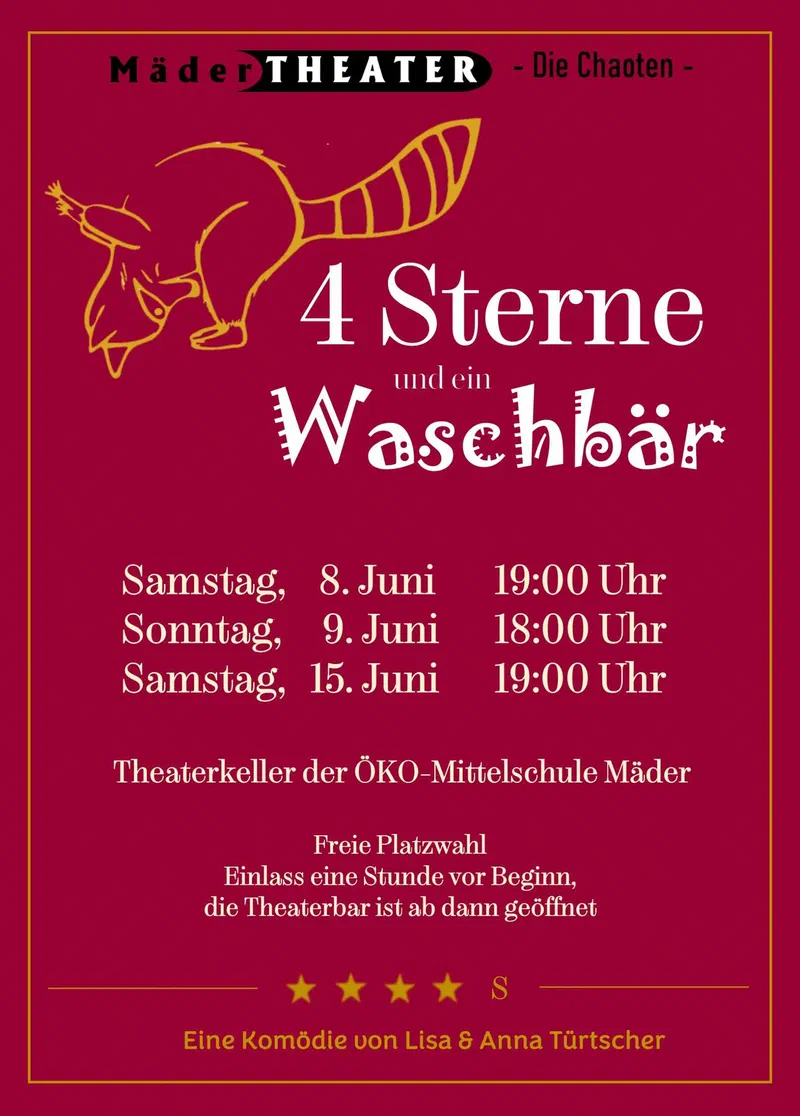 Flyer 4 Sterne und ein Waschbär