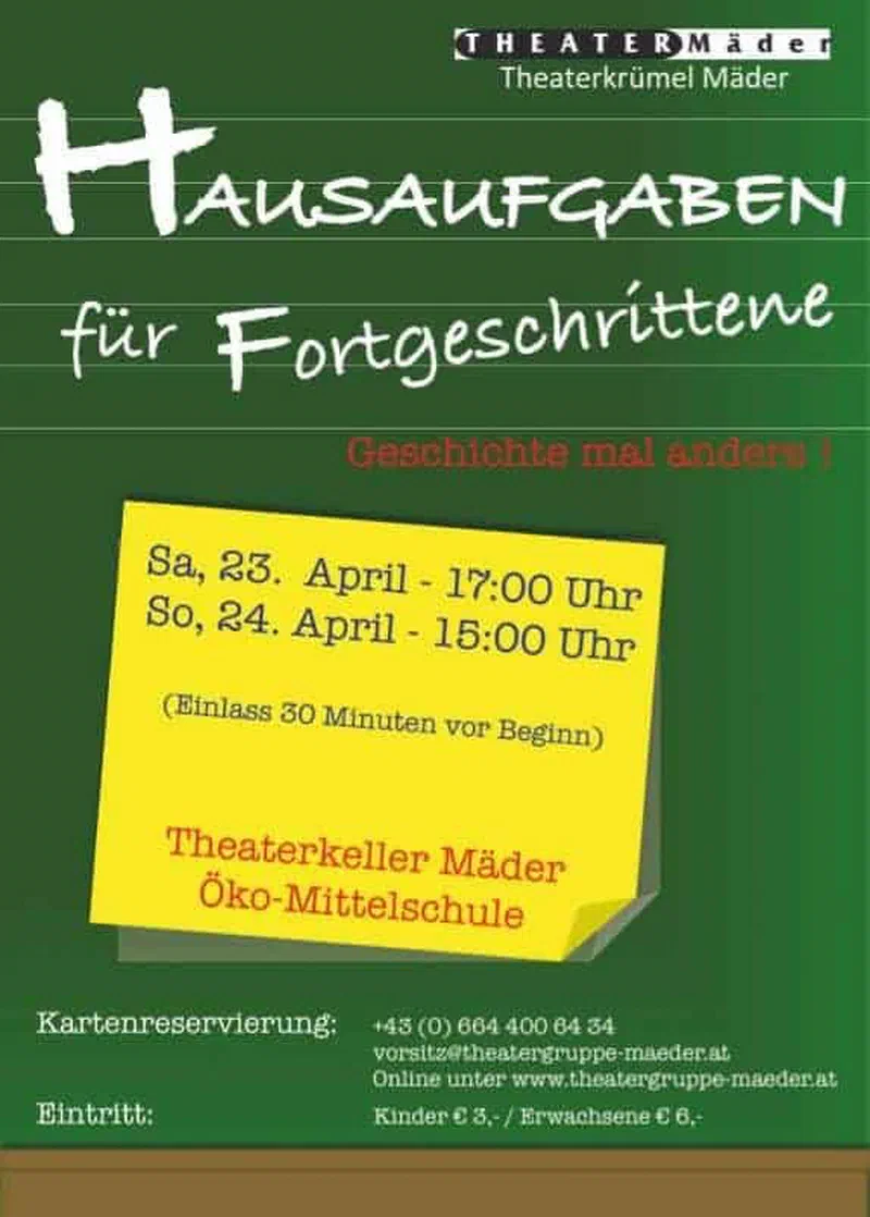 Flyer Hausaufgaben für Fortgeschrittene